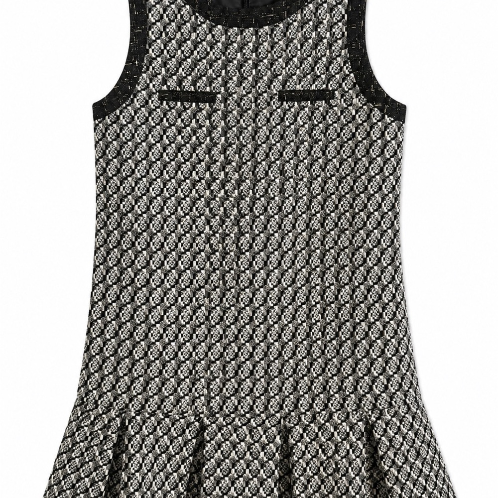 Black & White Patterned Sleeveless Dress